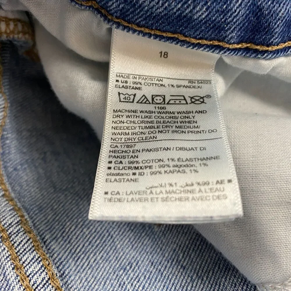 Old Navy Jeans Womens 18 Sky Hi Straight Slimming Light Wash Raw‎ Hem Blue 36x28